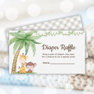 Safari Animals Baby Shower Diaper Raffle Enclosure Card