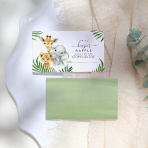 Safari Animals Baby Shower Diaper Raffle Enclosure Card