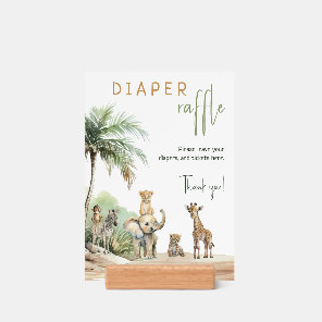 Safari Animals Baby Shower Diaper Raffle Sign Holder