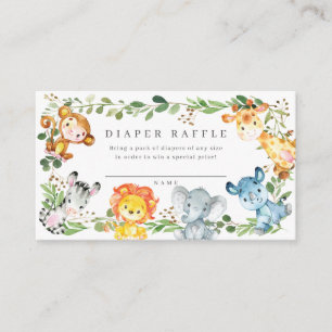 Safari Animals Baby Shower Diaper Raffle Ticket Enclosure Card
