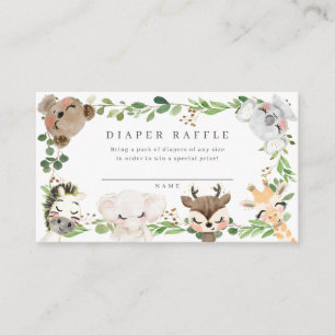 Safari Animals Baby Shower Diaper Raffle Ticket Enclosure Card