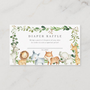 Safari Animals Baby Shower Diaper Raffle Ticket Enclosure Card