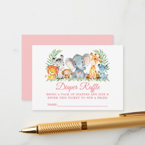 Safari Animals Baby Shower Diaper Raffle Ticket Pk Enclosure Card