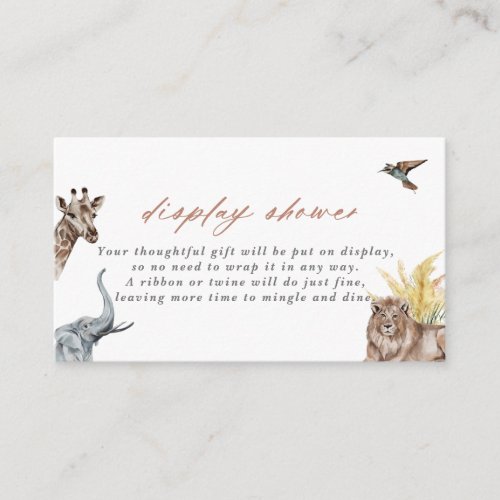 Safari Animals Baby Shower Display Shower Enclosure Card