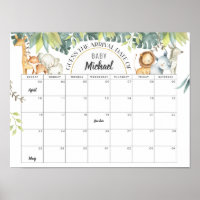 Safari animals baby shower due date guessing games