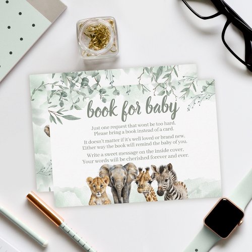 Safari animals baby shower enclosure cards