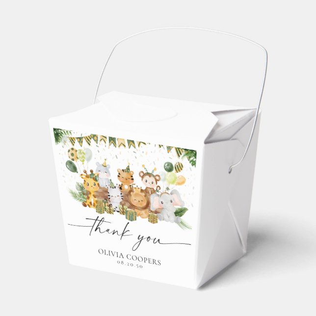 Safari Animals Baby Shower Favor Box (Front Side)