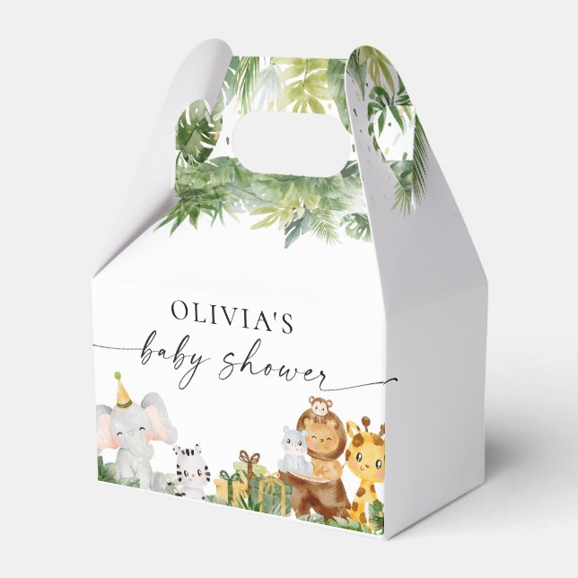 Safari Animals Baby Shower Favor Box (Front Side)