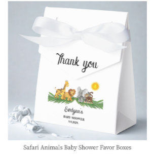 Safari Animals Baby Shower Favor Boxes