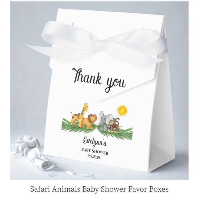 Safari Animals Baby Shower  Favor Boxes (Creator Uploaded)