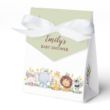 Safari Animals Baby Shower Favor Boxes Modern