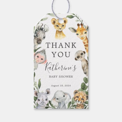 Safari Animals Baby Shower Favor Tag