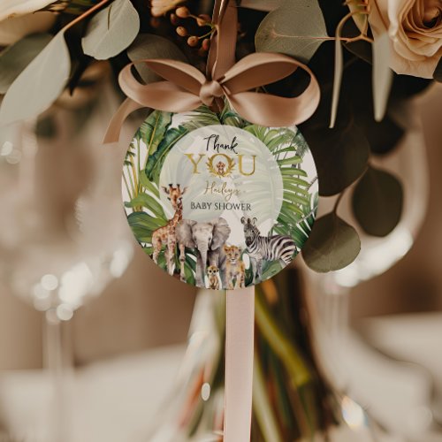 Safari Animals Baby Shower Favor Tags Green Gold