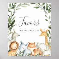 Safari Animals Baby Shower Favors Sign