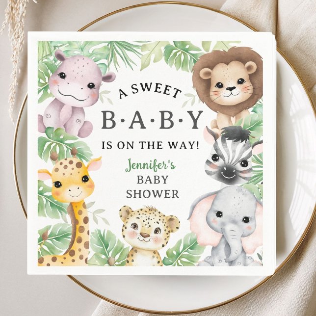 Safari Animals Baby Shower Gender Neutral Jungle Napkins (Creator Uploaded)