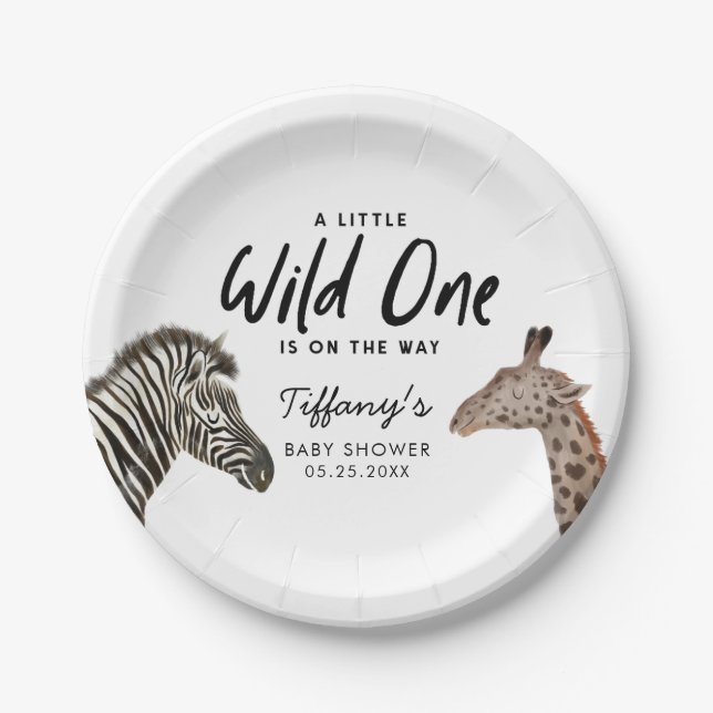 Safari Animals Baby Shower Gender Neutral Paper Plates (Front)