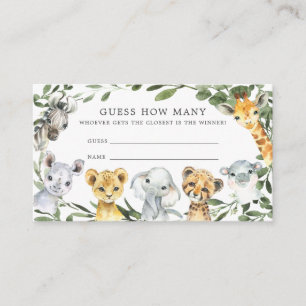 Safari Animals Baby Shower Guess How Many Card
