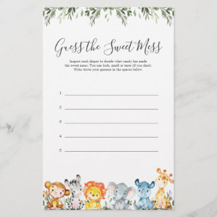 Safari Animals Baby Shower Guess The Sweet Mess