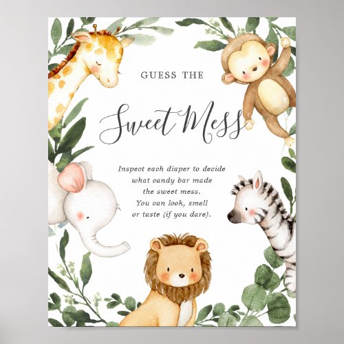 Safari Animals Baby Shower Guess The Sweet Mess Po Poster