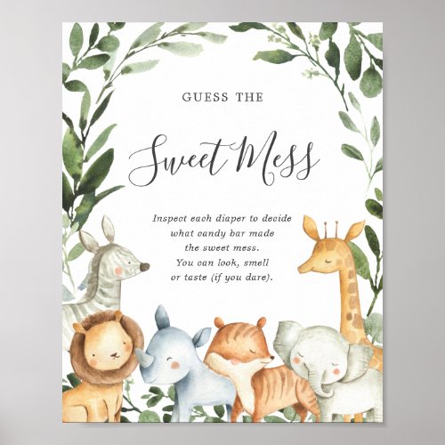 Safari Animals Baby Shower Guess The Sweet Mess Po Poster
