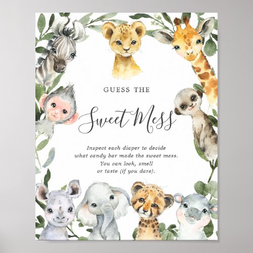 Safari Animals Baby Shower Guess The Sweet Mess Poster
