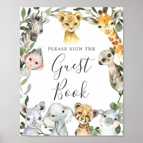 Safari Animals Baby Shower Guestbook Sign