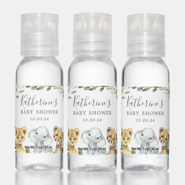 Safari Animals Baby Shower Hand Sanitizer (Set)