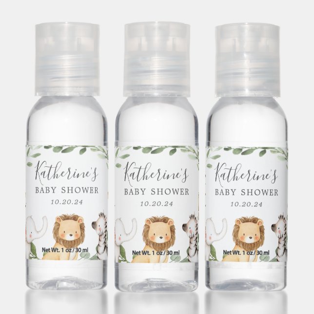 Safari Animals Baby Shower Hand Sanitizer (Set)