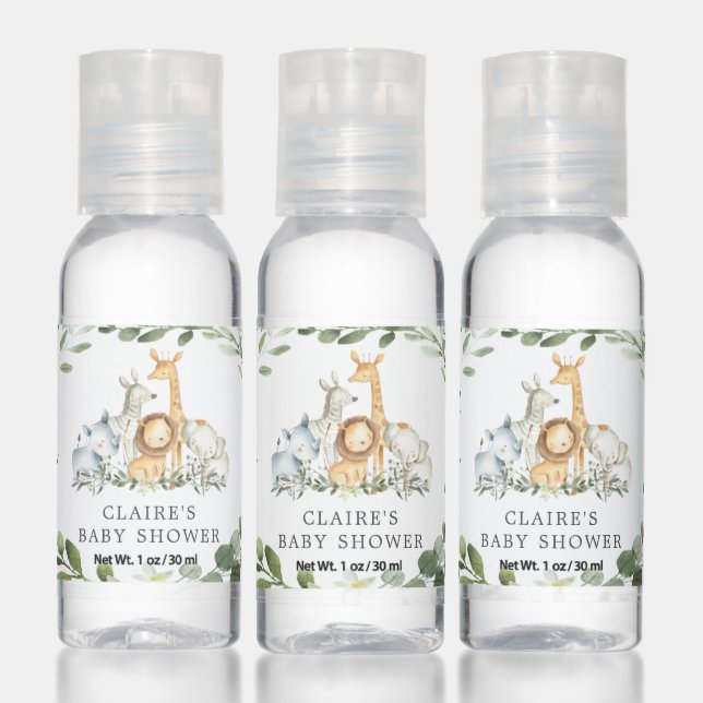 Safari Animals Baby Shower Hand Sanitizer (Set)