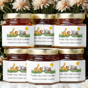 Safari Animals Baby Shower  Honey Jar Favors