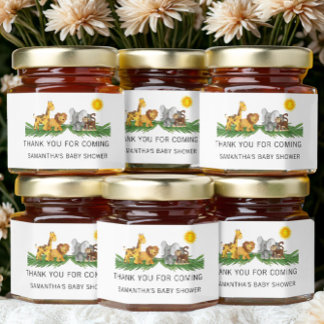 Safari Animals Baby Shower  Honey Jar Favors