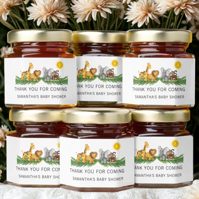 Safari Animals Baby Shower  Honey Jar Favors (Creator Uploaded)