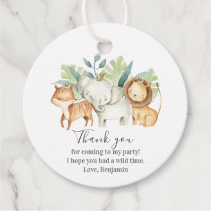 Safari Animals Baby Shower I Birthday Circle  Favor Tags