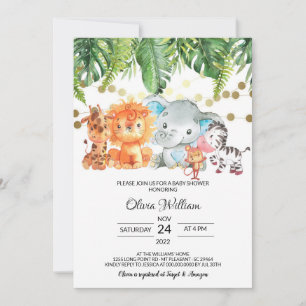Safari Animals Baby Shower Invitation
