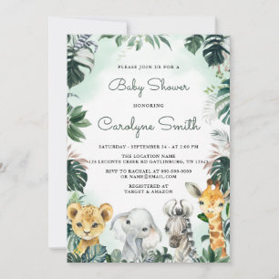 Safari Animals Baby Shower Invitation