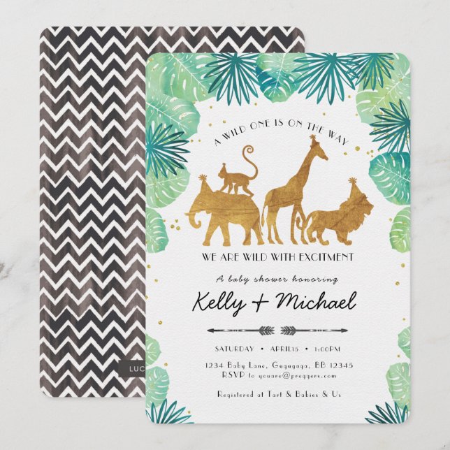 Safari Animals Baby Shower Invitation (Front/Back)
