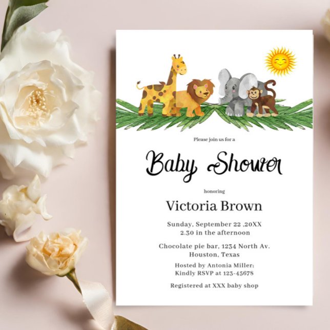 Safari Animals Baby Shower Invitation (Creator Uploaded)