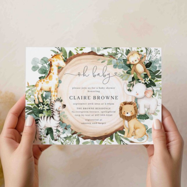 Safari Animals Baby Shower Invitation (Creator Uploaded)