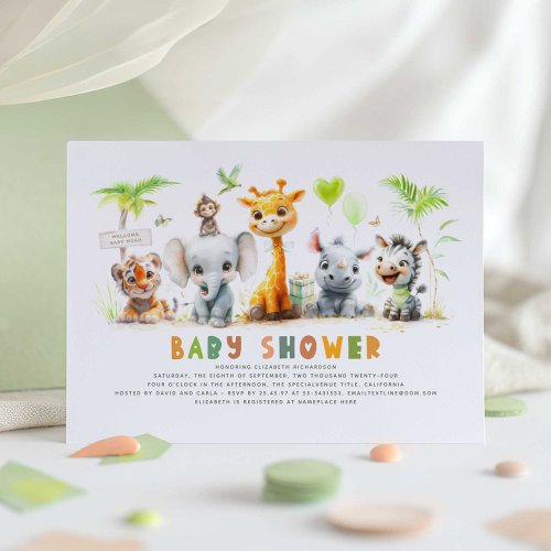 Safari Animals Baby Shower Invitation