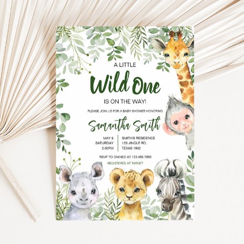 Safari Animals Baby Shower  Invitation