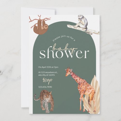 Safari Animals Baby Shower Invitation