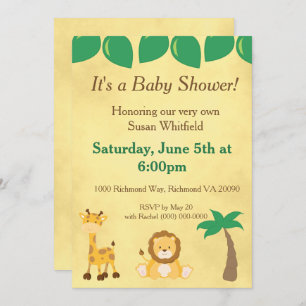 Safari Animals Baby Shower Invitation