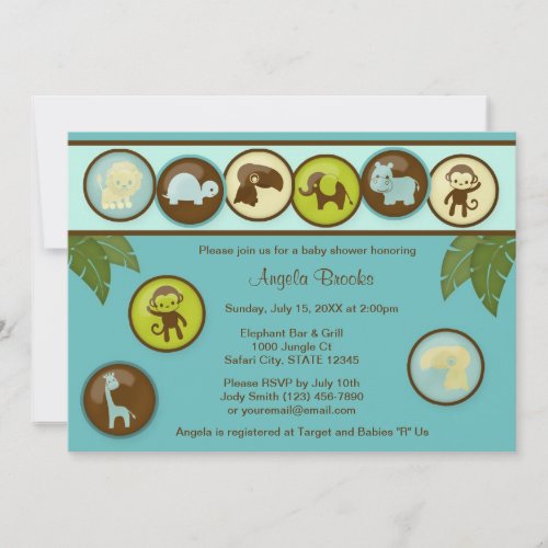 Safari Animals Baby Shower Invitation DDS