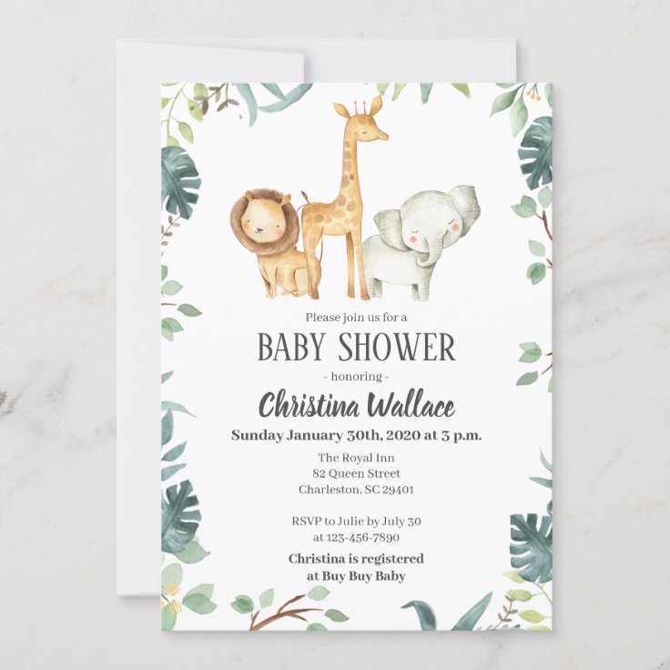 Safari Animals Baby Shower Invitations | Zazzle