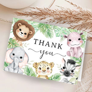 Safari Animals Baby Shower Jungle Folded Thank You