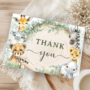 Safari Animals Baby Shower Jungle Folded Thank You