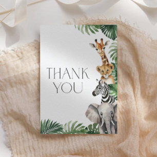 Safari Animals Baby Shower Letterpress Thank You Card