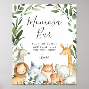 Safari Animals Baby Shower Mimosa Bar Sign