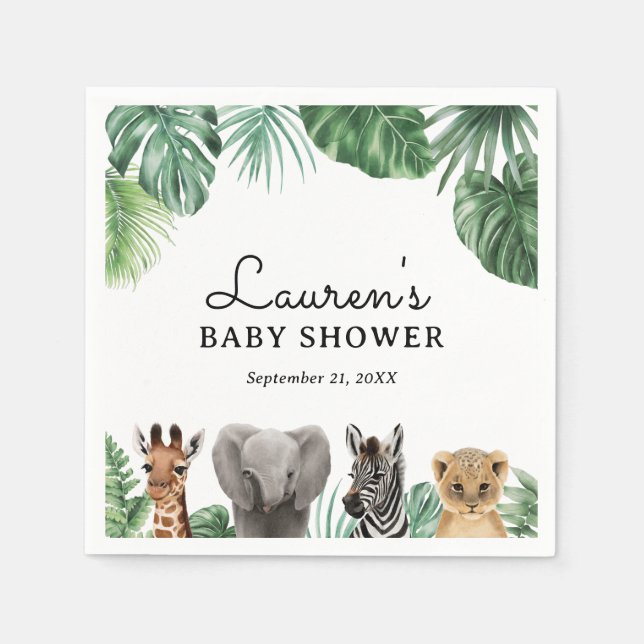 Safari Animals Baby Shower Napkins (Front)