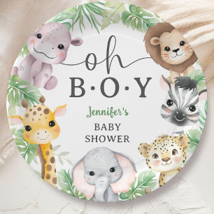 Safari Animals Baby Shower Oh Boy Cute Jungle Paper Plates